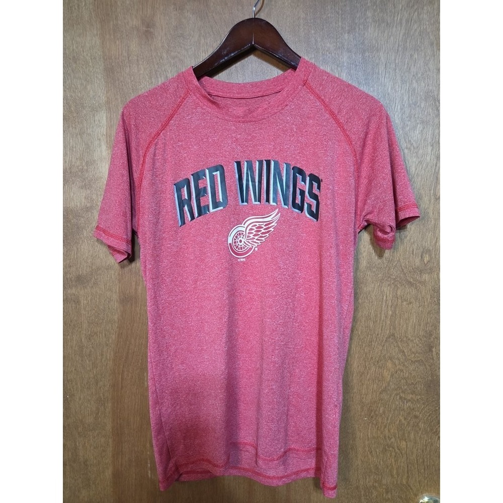 NHL‎ Detroit Red Wings Hockey Graphic T Shirt Mens Medium Red Heathered Raglan